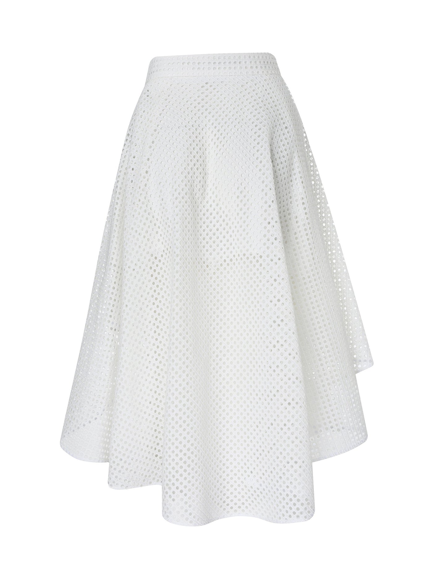 Back view broderie anglaise mini high low skirt