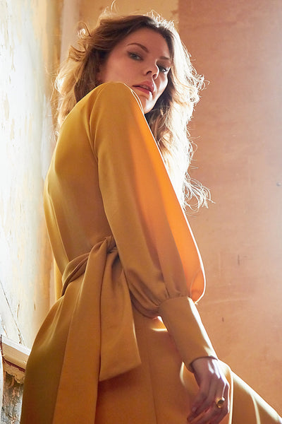Amber - Mustard  Wrap Dress