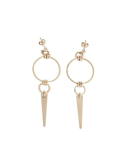 Gold circle earrings with studs and long spikes