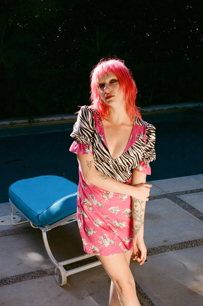 The Zoe Mixed Print Mini Dress