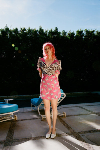 The Zoe Mixed Print Mini Dress