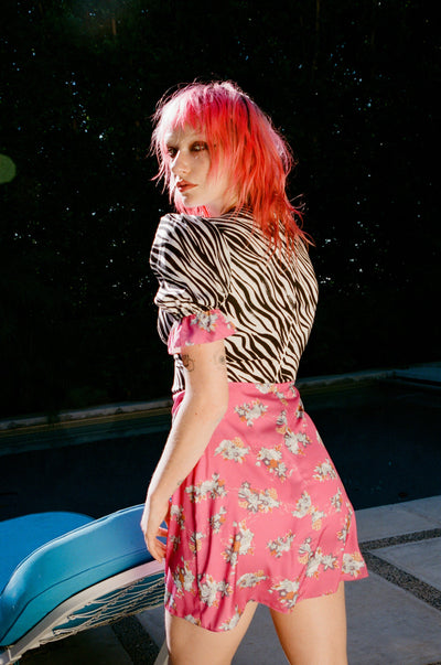 The Zoe Mixed Print Mini Dress