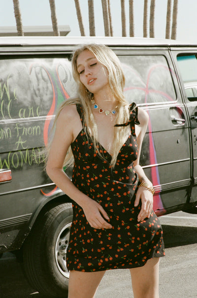 Alana Mini Slip Dress - Black Cherry