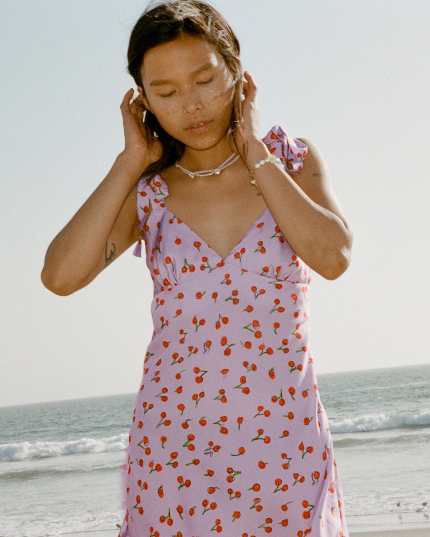 Alana Mini Slip Dress- Lilac Cherry