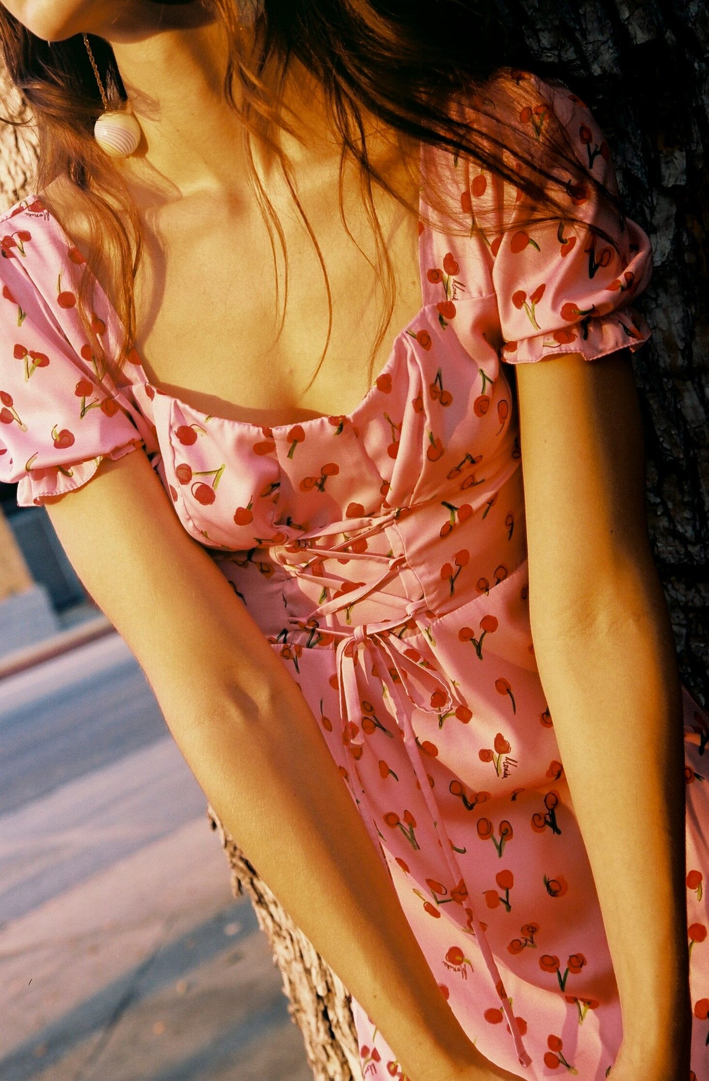Flo Milkmaid Midi Dress - Pink Cherry