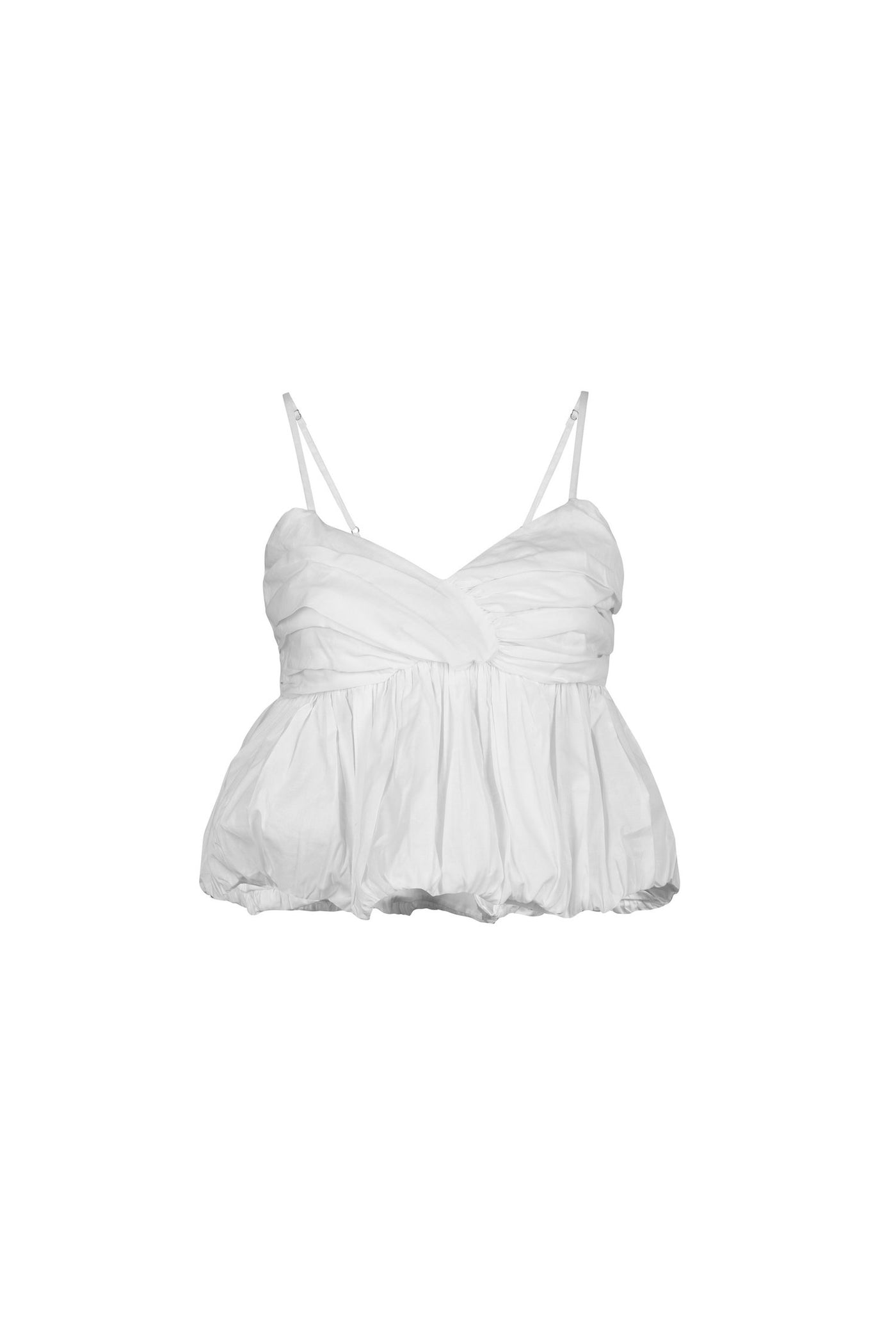 White Balloon Hem Top