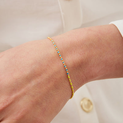 Sterling Silver Enamel Mine Beaded Colourful Rainbow Bracelet