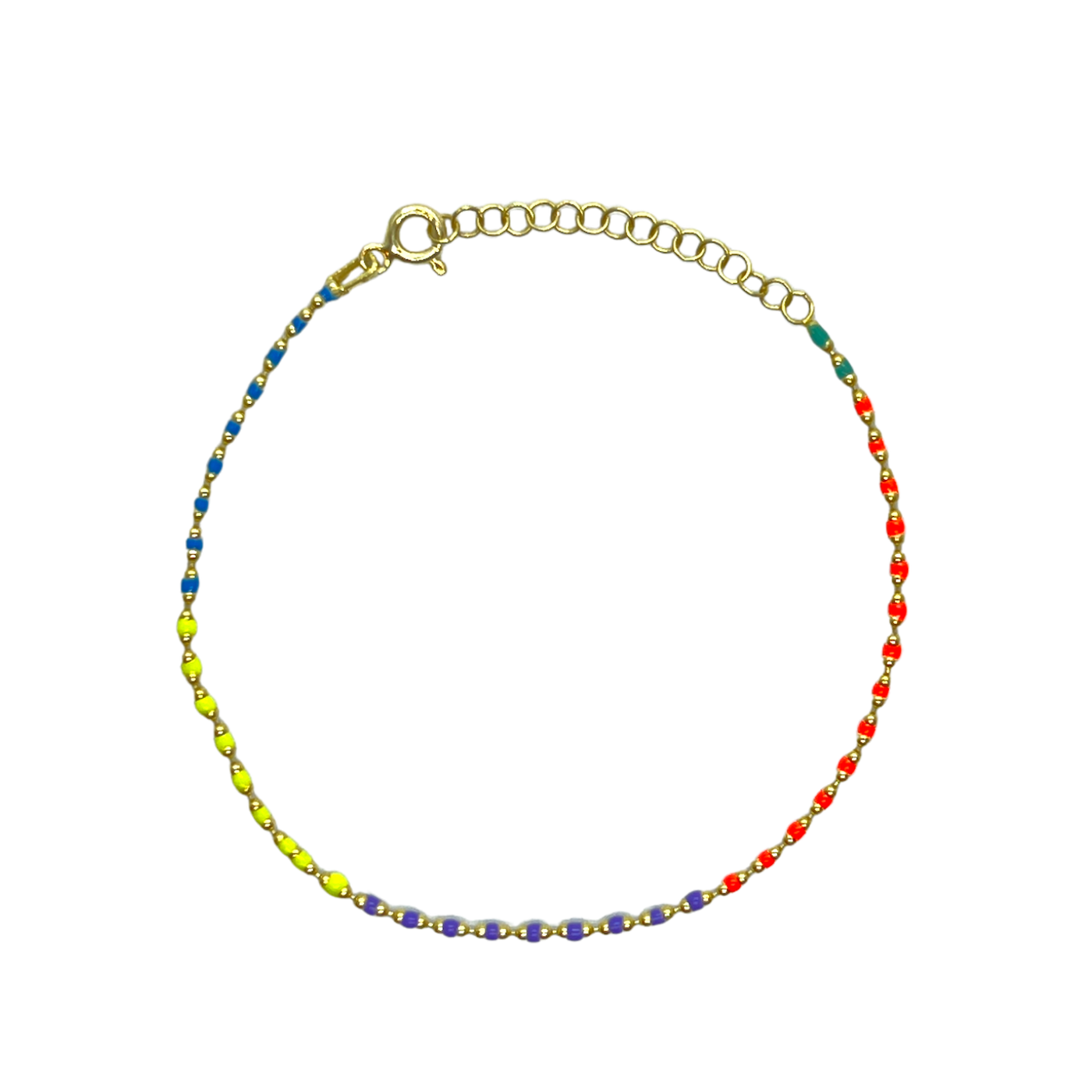 Sterling Silver Enamel Mine Beaded Colourful Rainbow Bracelet - Spero London