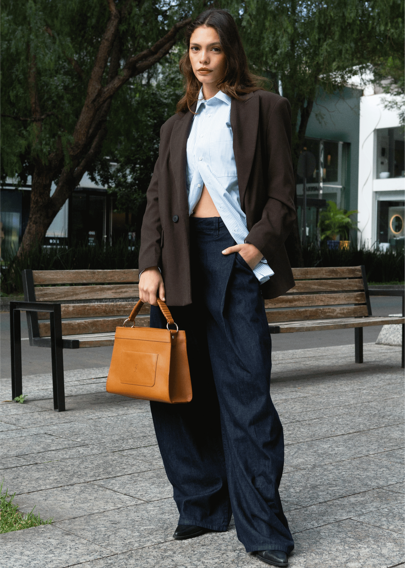 Model with a Panthera Tote Brown