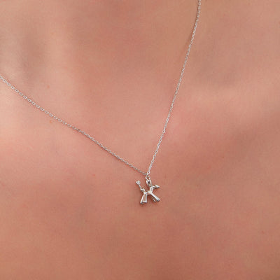 Balloon Dog Poodle Necklace in Sterling Silver
