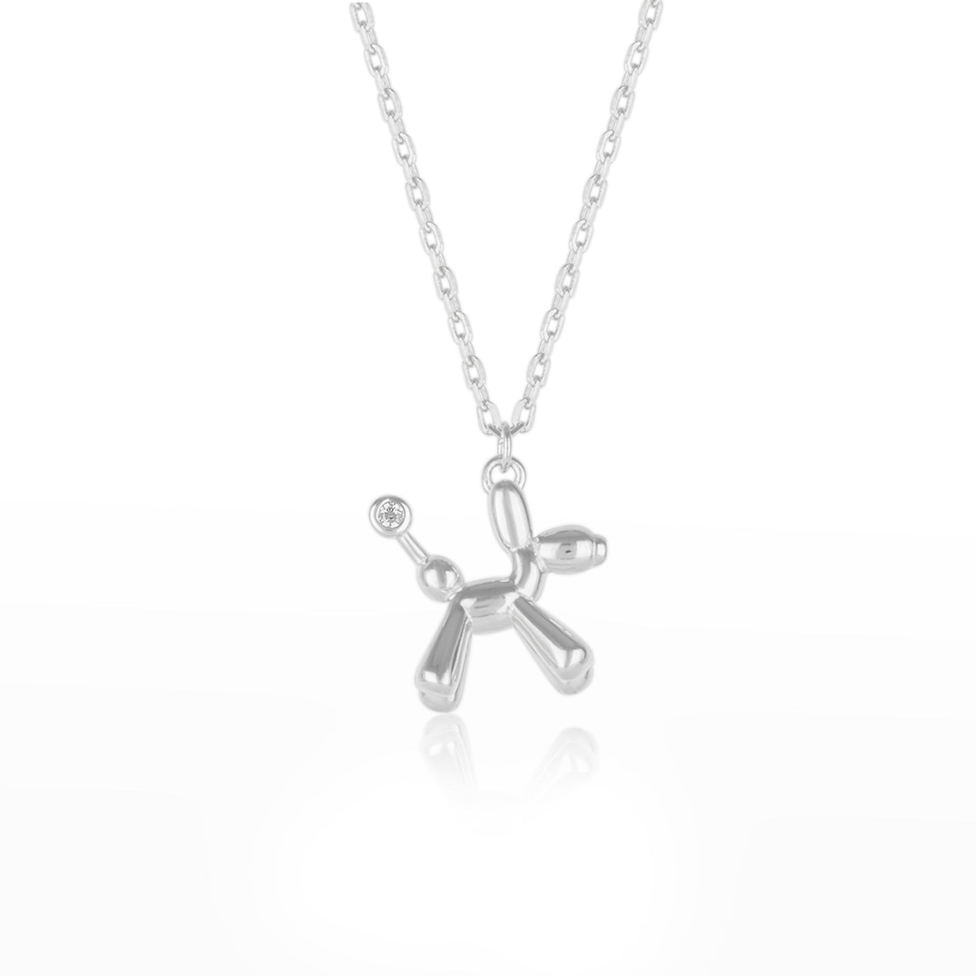 Balloon Dog Poodle Necklace in Sterling Silver