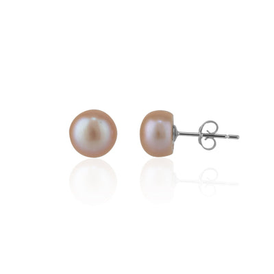 Baroque Pearl Irregular Stud Earrings Sterling Silver - Pink and Yellow