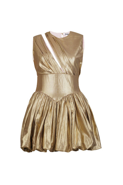 Golden Balloon Hem Dress