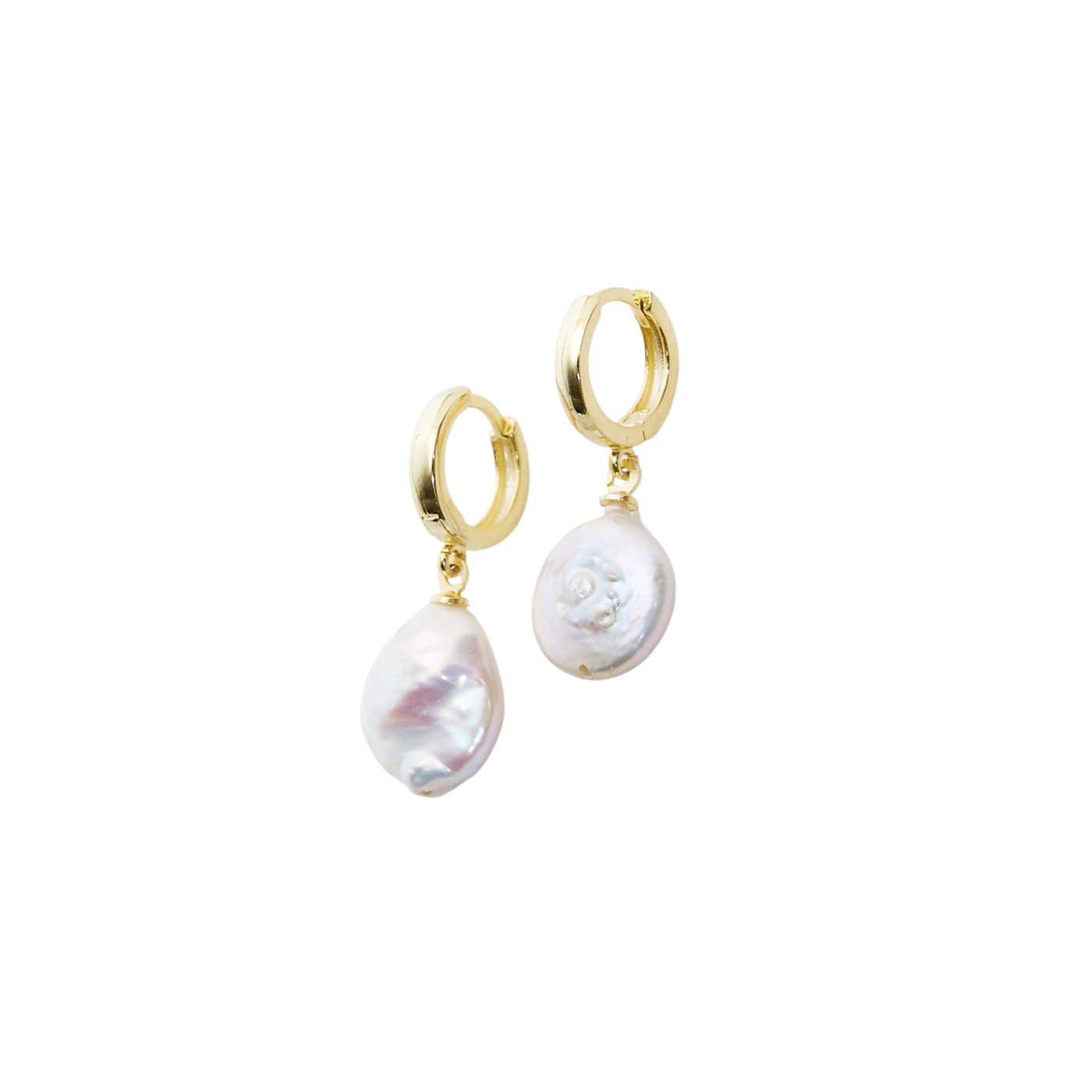 Treated Freshwater Cultured Baroque Pearl Hoop Earrings