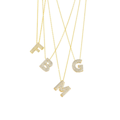 Jewelled Balloon Bubble Initial Necklace Sterling Silver Gold Vermeil