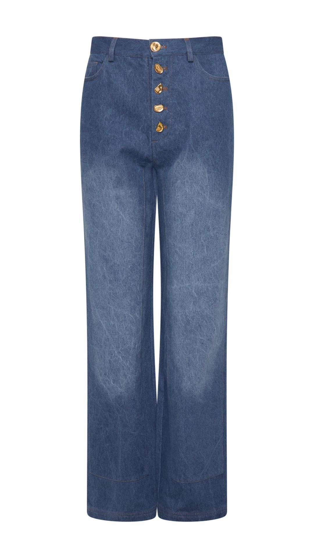 Faded Denim Button Jeans