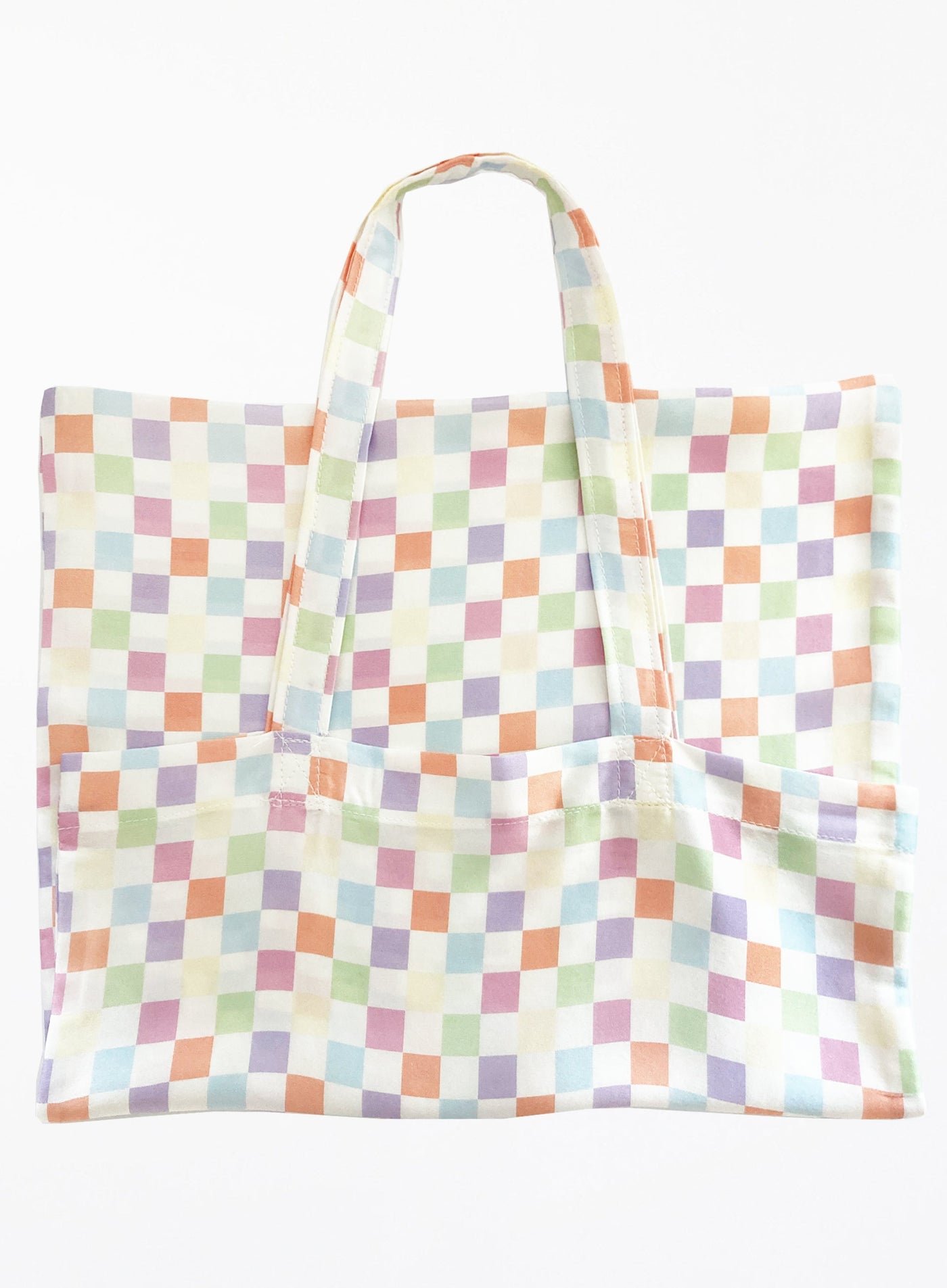 Amalia Silk Handle Tote Bag - Checked