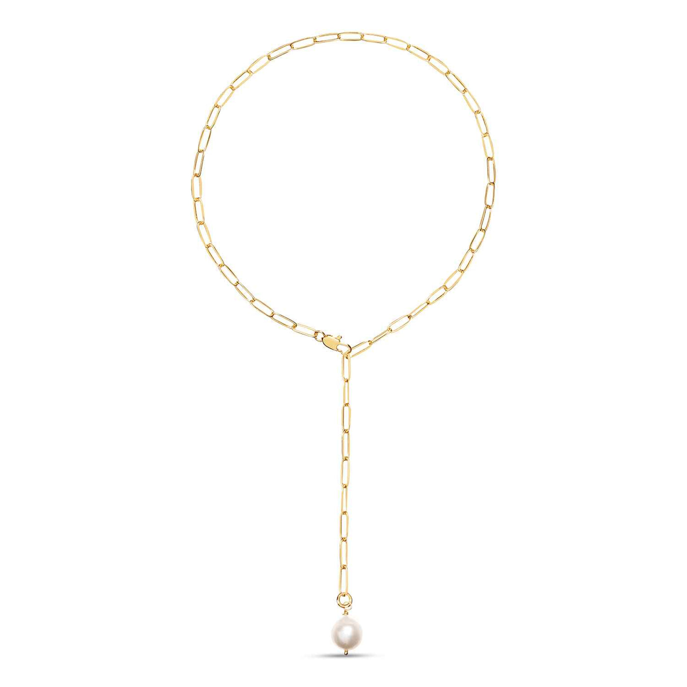 Alba Tie Gold Chain Necklace with Pearl Pendant