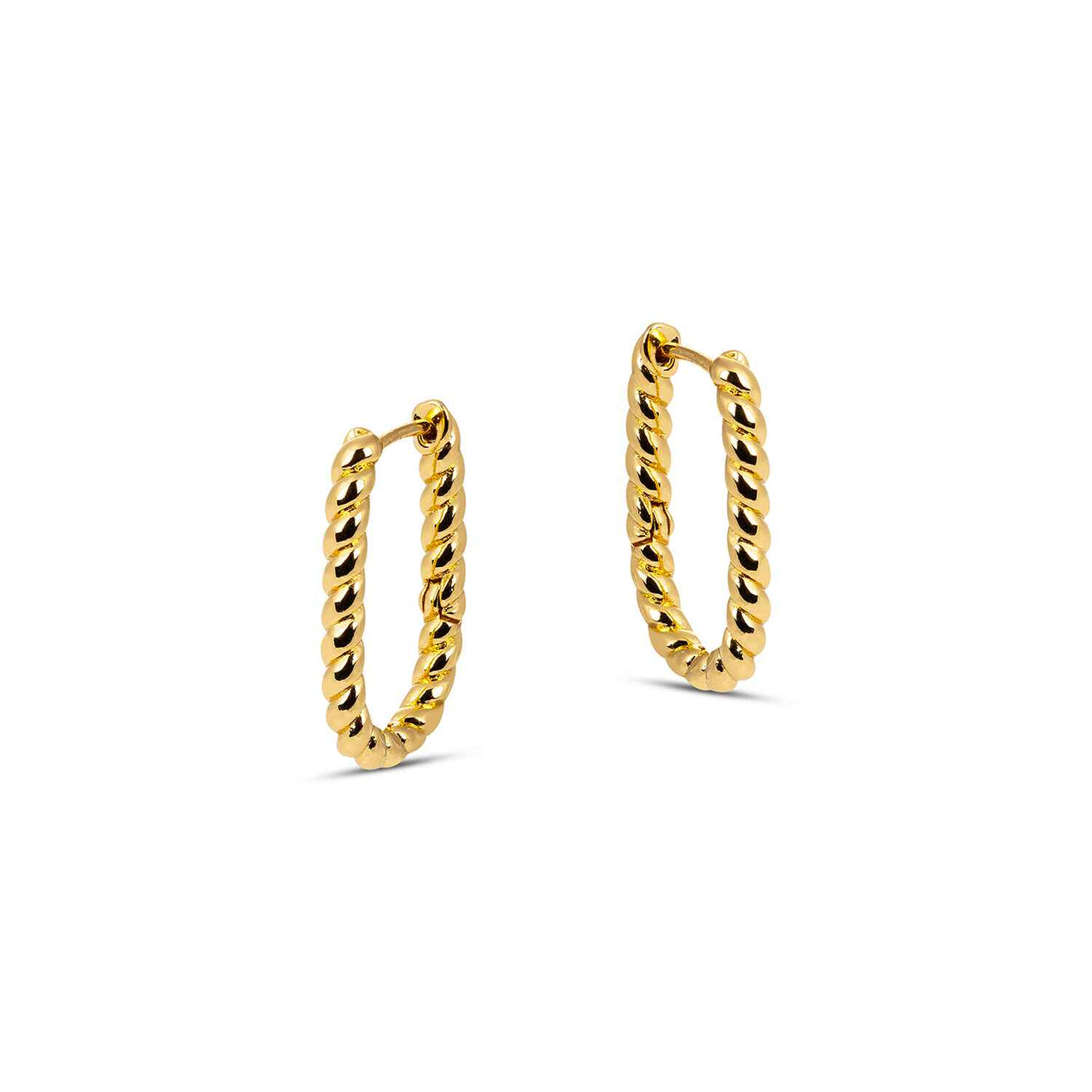 Lilly Twisted Rectangular Gold Hoop Earrings