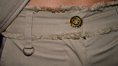 Sand Straight Leg Donut Button Pant