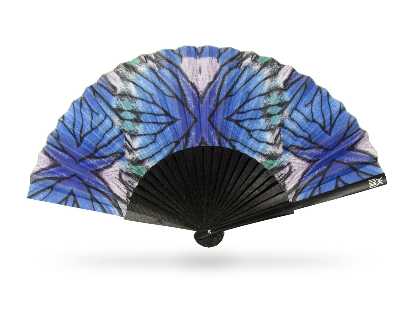 Khu Khu Blue Lyca Hand-fan, from the Social Butterfly Hand-fan Collection - Hand-fans to flutter from event to event