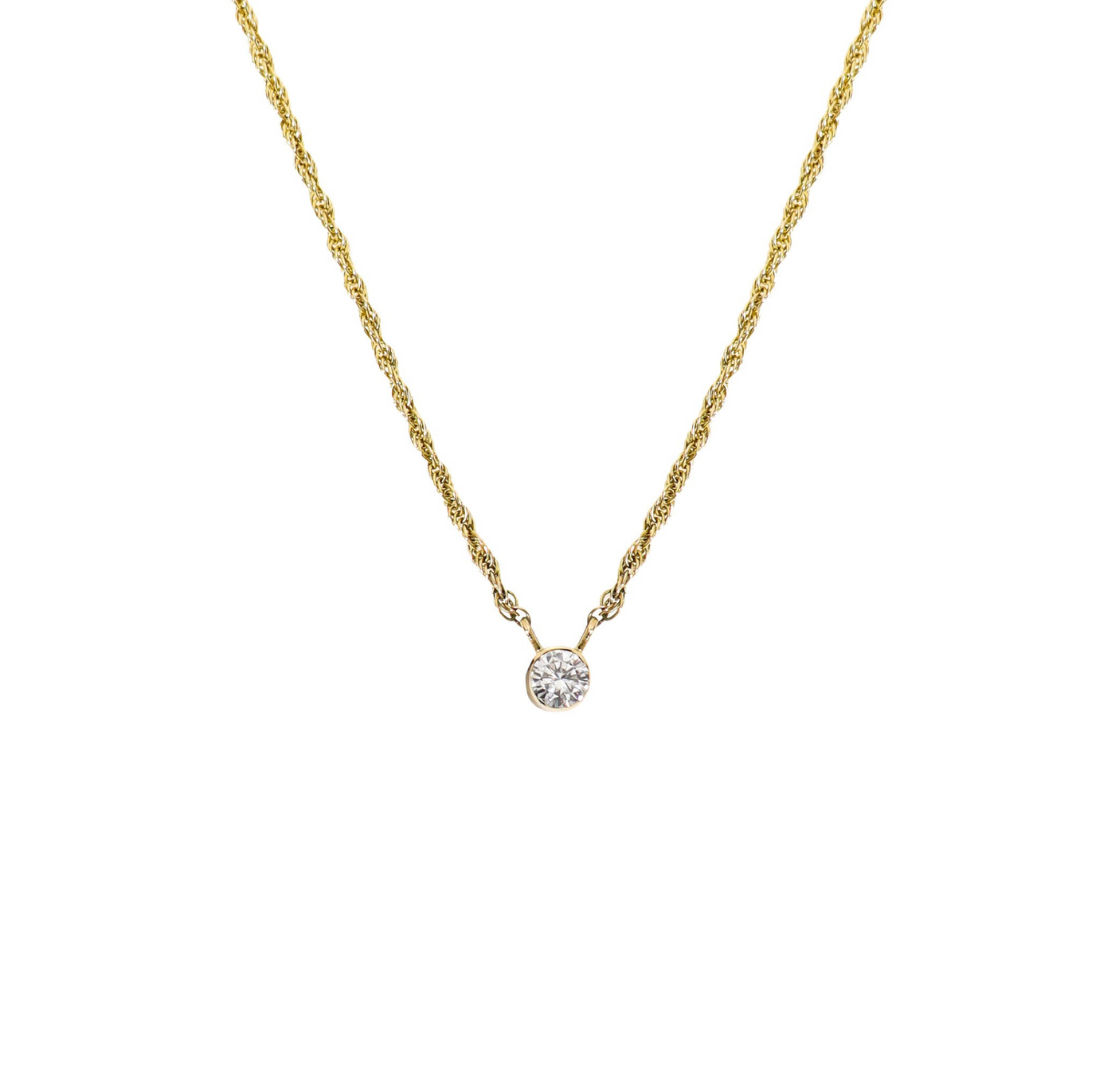 Diamond Bezel Set Solitaire Necklace