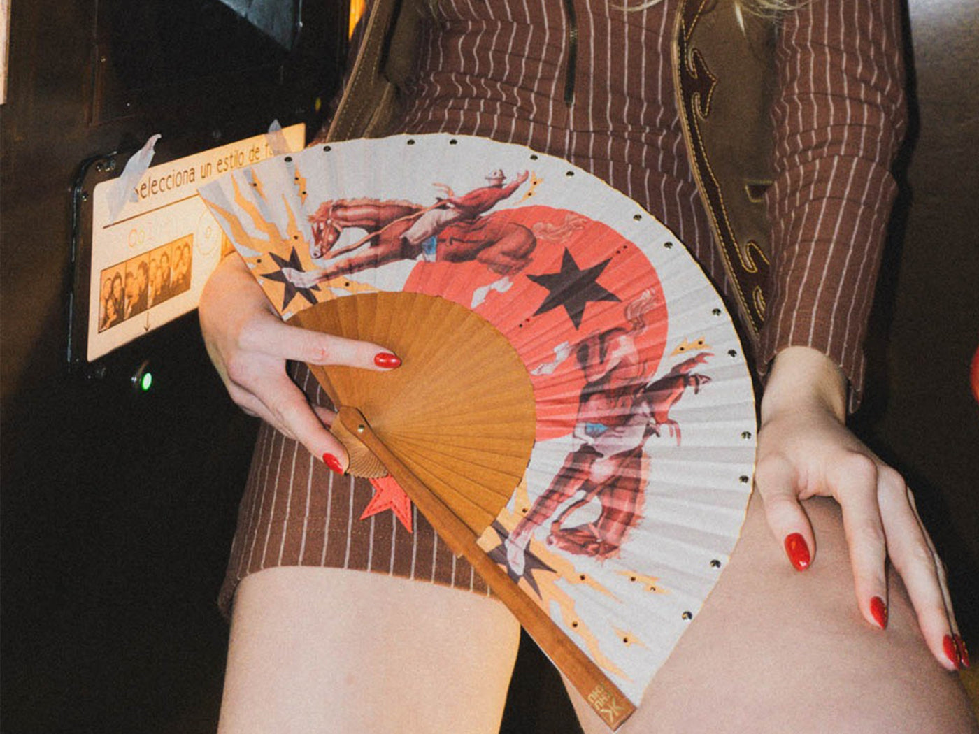 Khu Khu Rodeo Rider Hand-fan, from the Wild is the Wind Hand-fan Collection - Sparkling, rhinestone cowboy inspired hand-fans