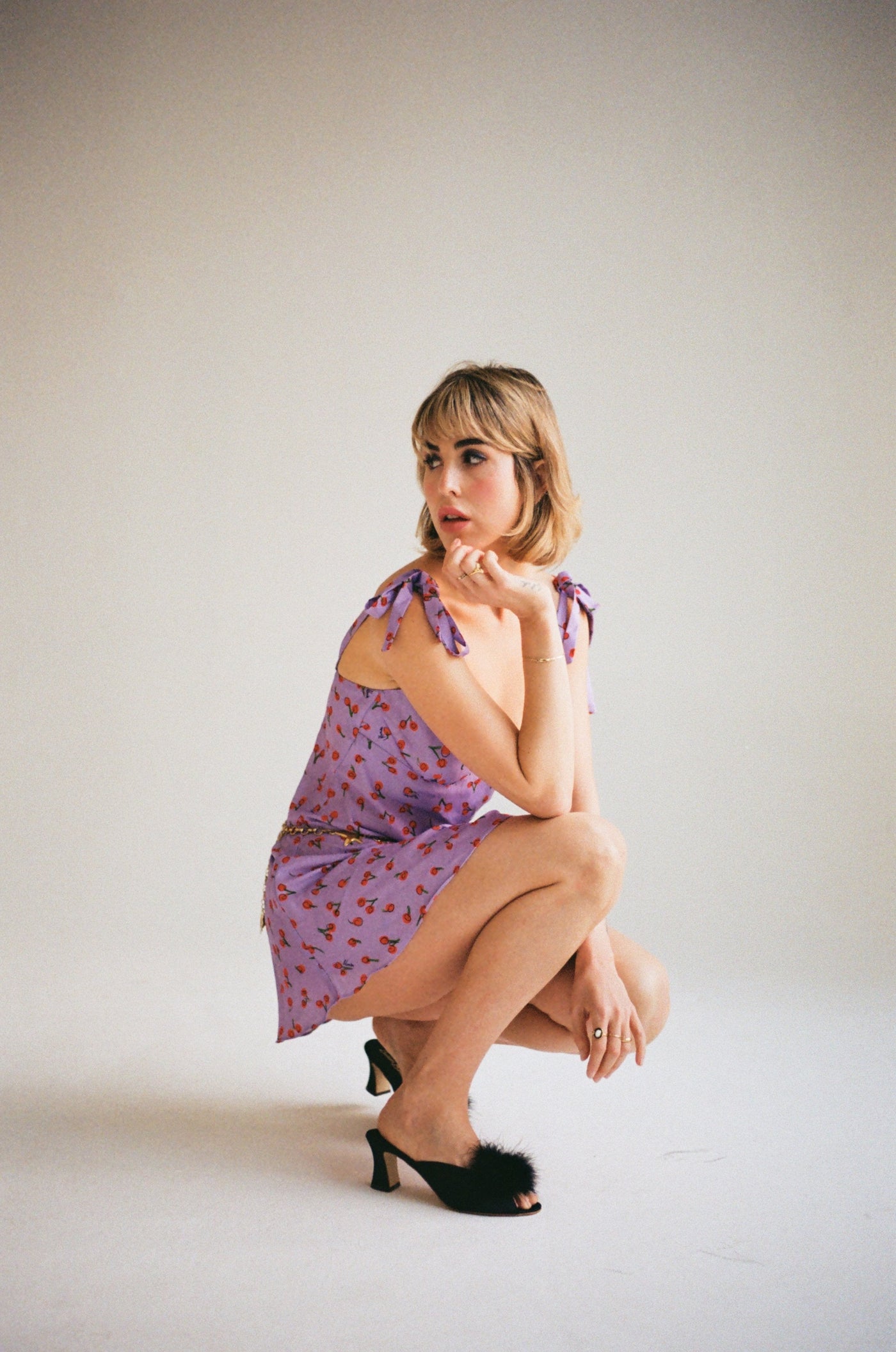 Alana Mini Slip Dress- Lilac Cherry