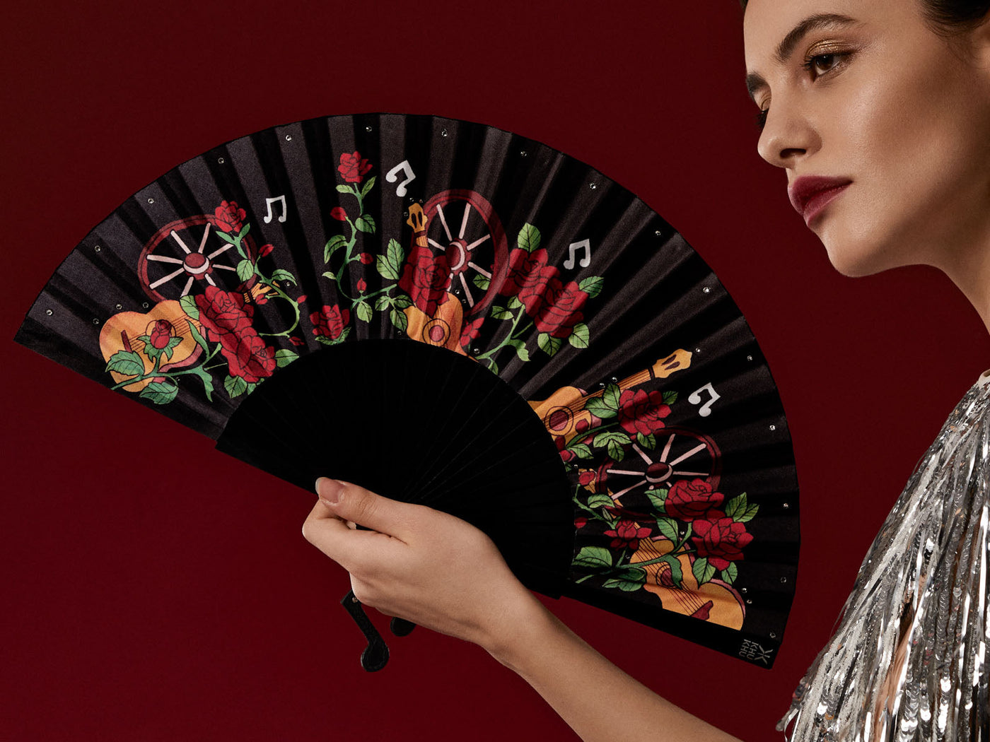 Khu Khu Melody Maker Hand-fan, from the Wild is the Wind Hand-fan Collection - Sparkling, rhinestone cowboy inspired hand-fans