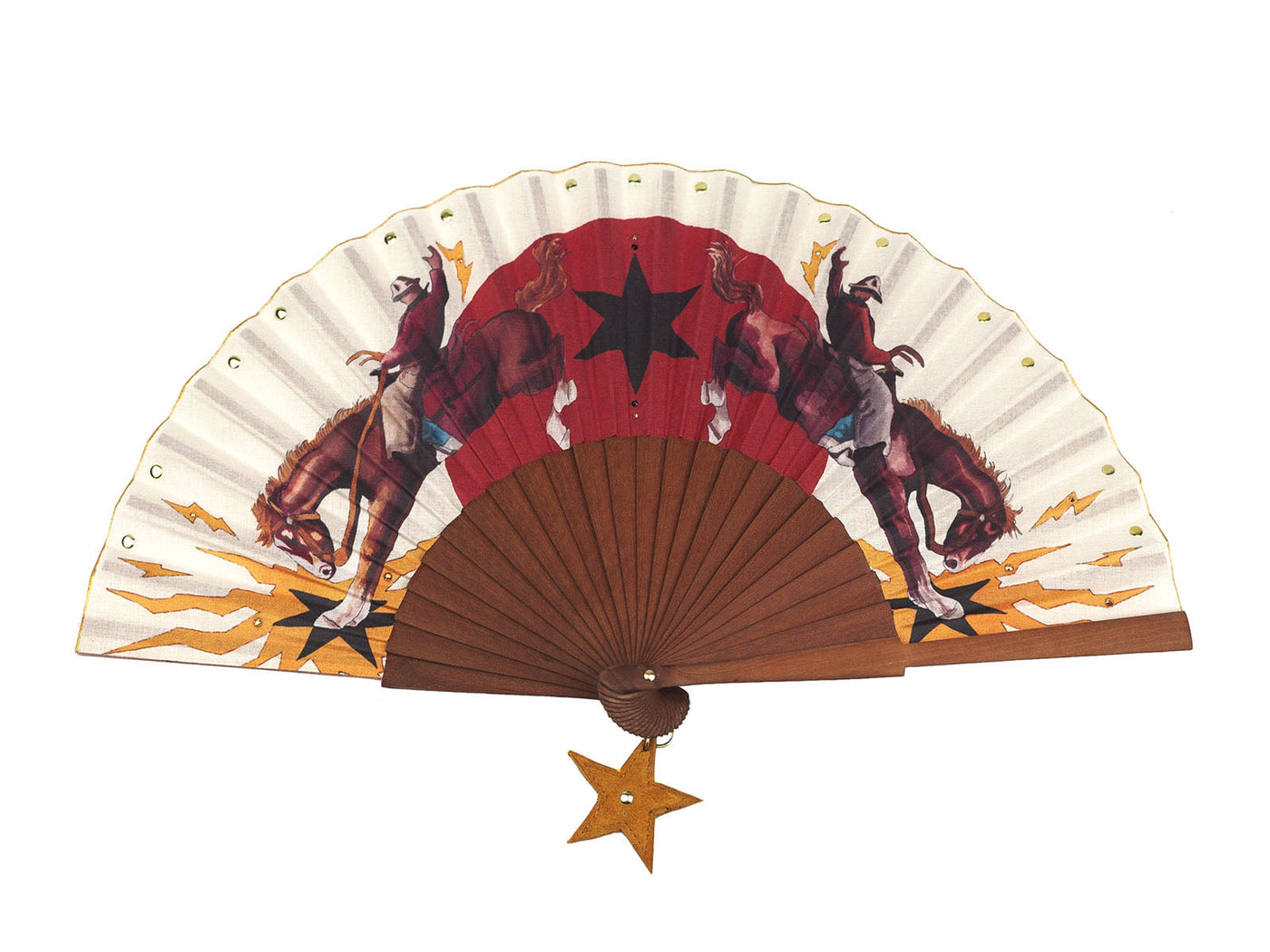 Khu Khu Rodeo Rider Hand-fan, from the Wild is the Wind Hand-fan Collection - Sparkling, rhinestone cowboy inspired hand-fans