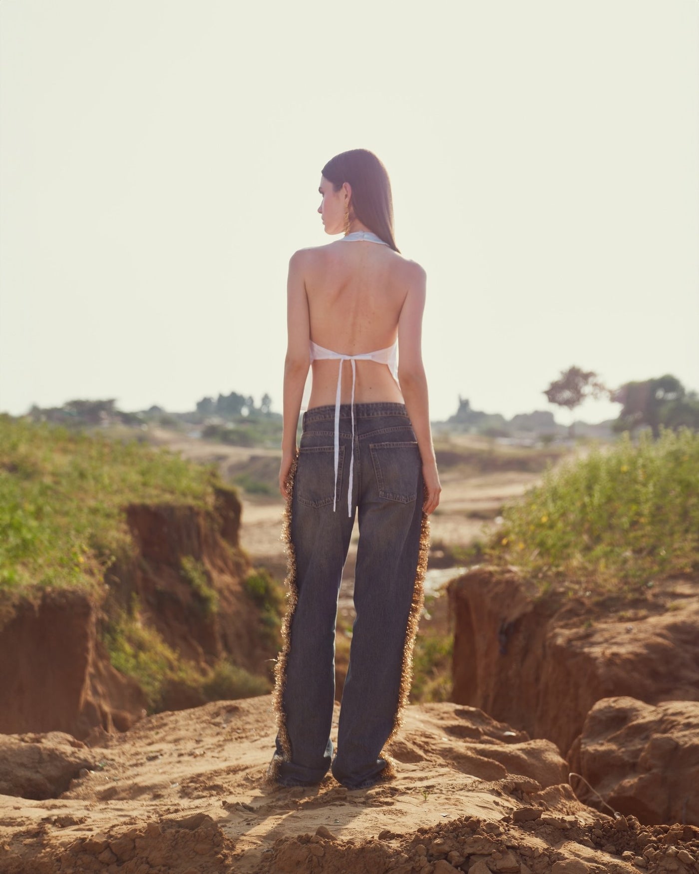 White Backless Top