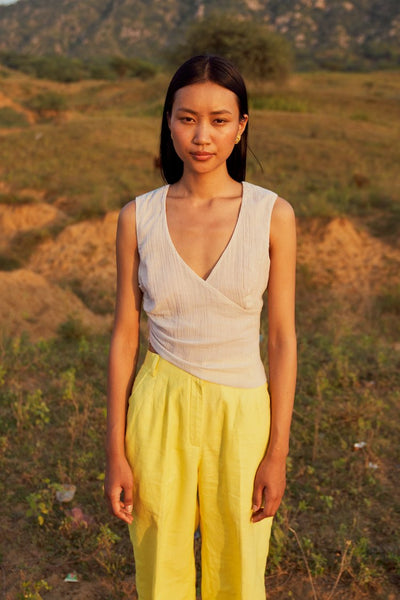 Cotton Stripe Asymmetrical Top
