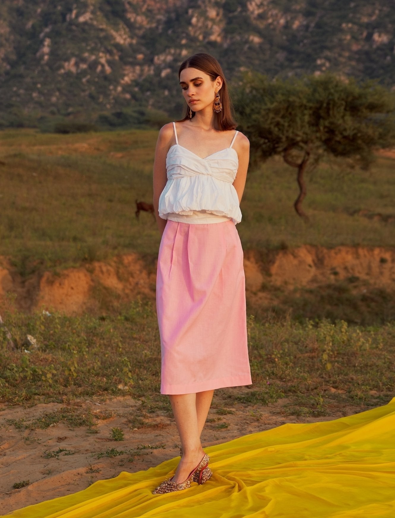 White Balloon Hem Top