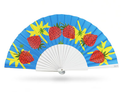 Khu Khu Strawberry Splash Hand-fan, from the Fruit Wave Hand-fan Collection - Bold, vibrant and juicy hand-fans