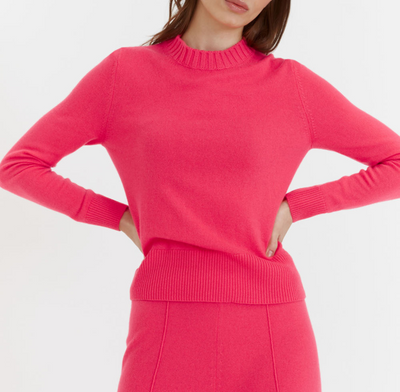 Coral Wool-Cashmere Cropped Sweater