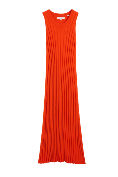 Orange Ribbed Cotton-Cashmere Dress
