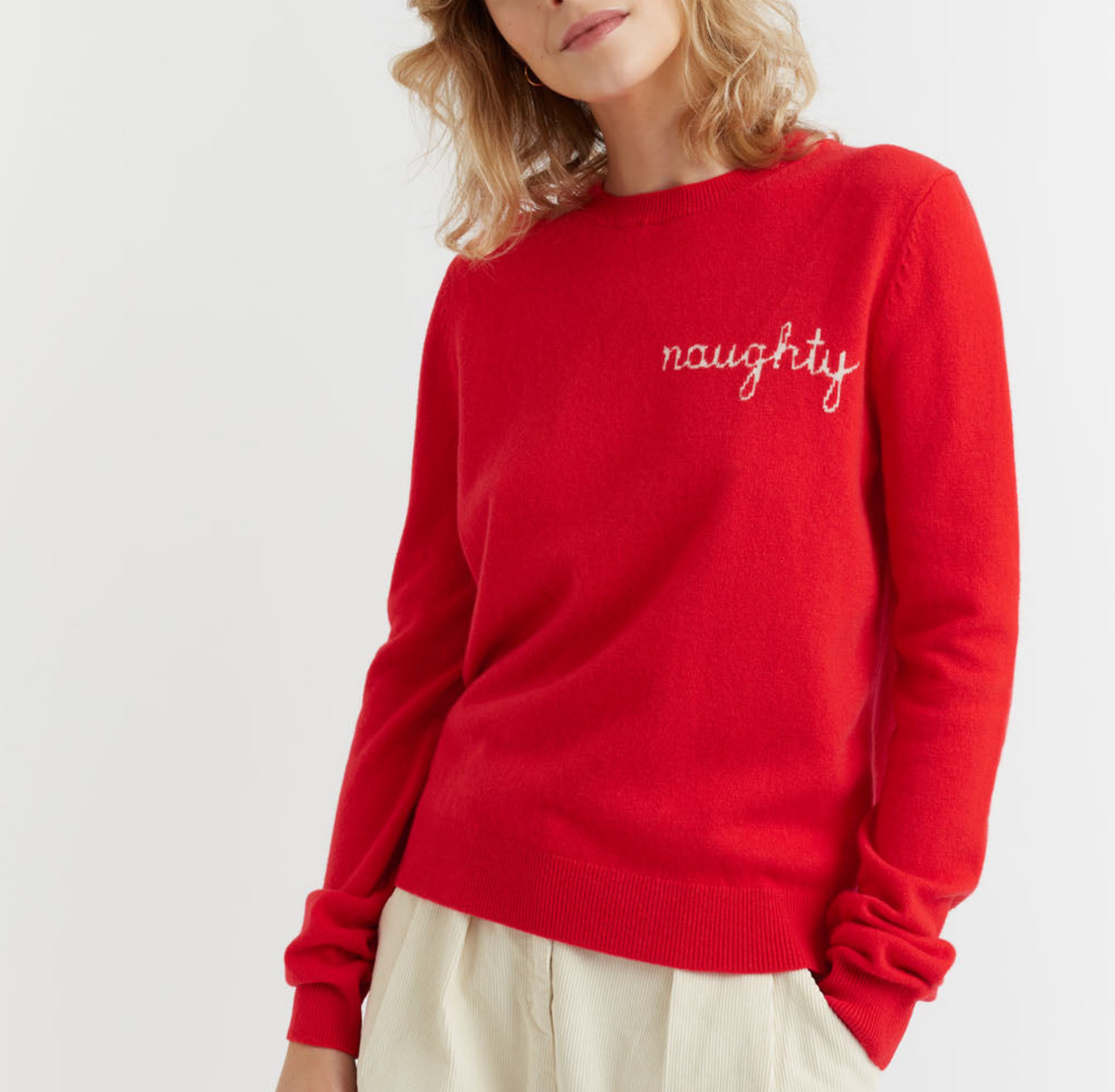 Red Wool-Cashmere Naughty or Nice Sweater