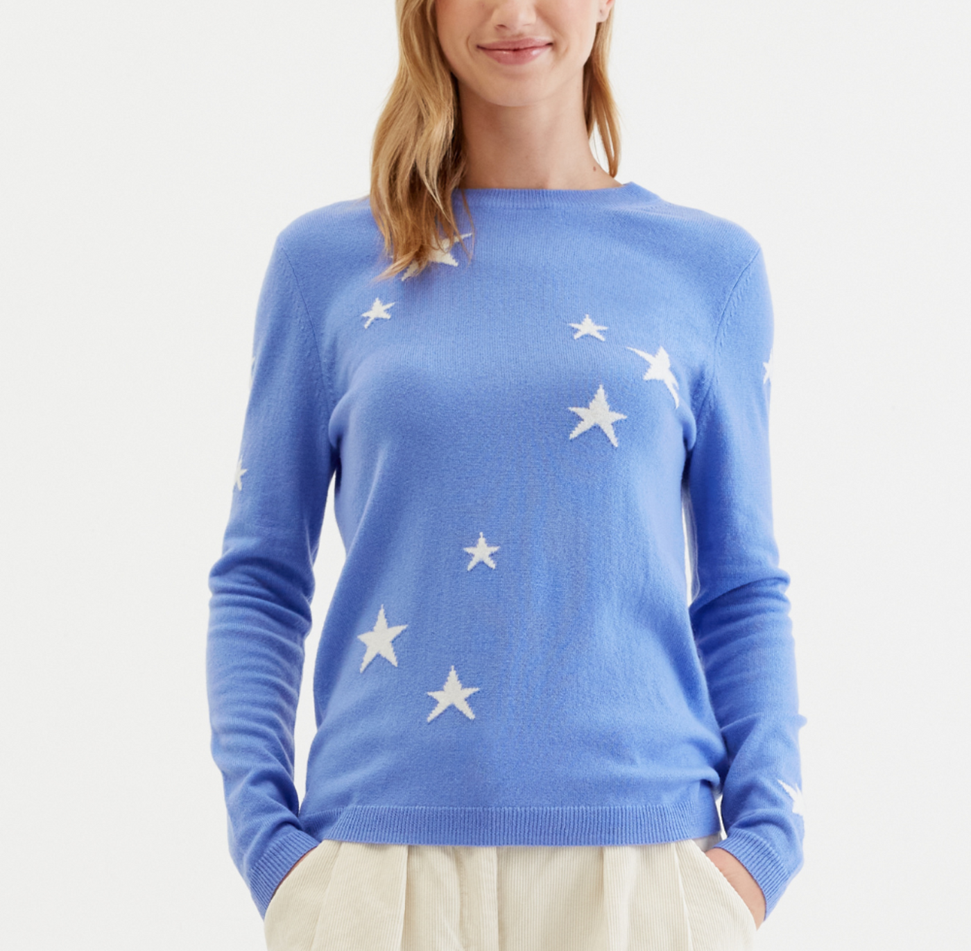 Powder-Blue Wool-Cashmere Star Sweater
