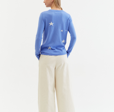 Powder-Blue Wool-Cashmere Star Sweater