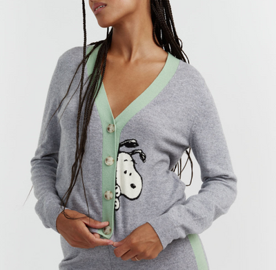 Grey Wool-Cashmere Snoopy Cardigan