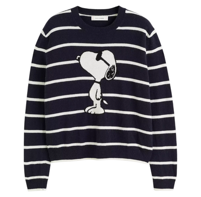 Navy Stripe Wool-Cashmere Snoopy Sweater