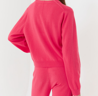 Coral Wool Cashmere Cropped Cardigan