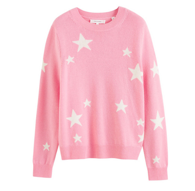 Pink Wool-Cashmere Chunky Star Sweater