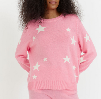 Pink Wool-Cashmere Chunky Star Sweater