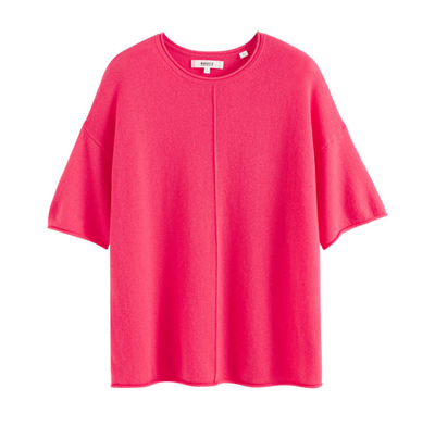 Bright Coral Wool Cashmere Boxy T-Shirt
