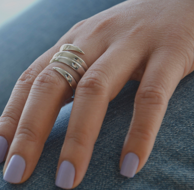 Sumatra Doule Coil Sculptural Ring | Sterling Silver - White Rhodium