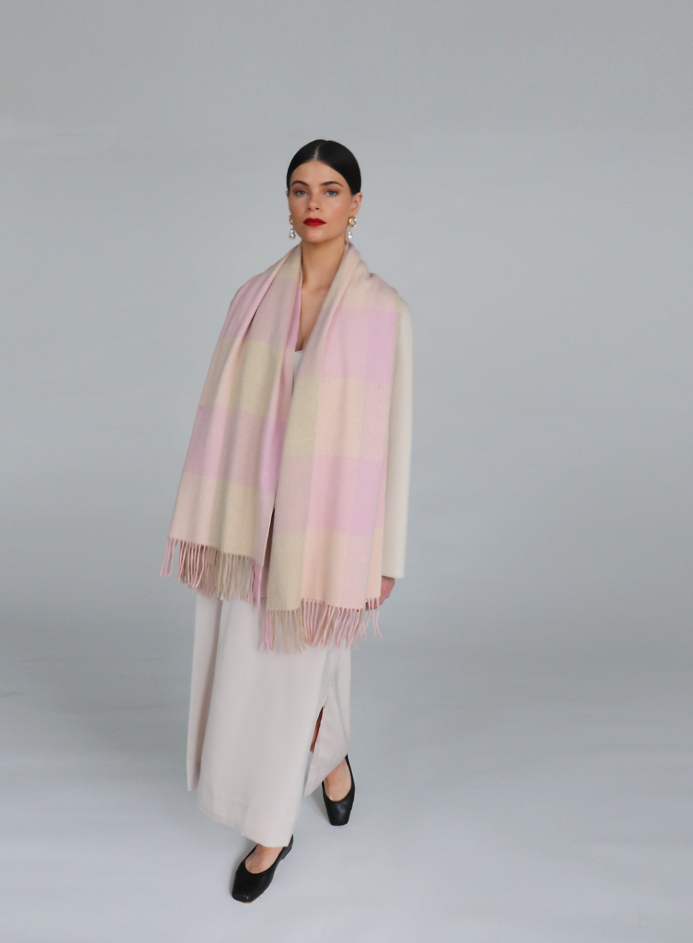 Beyza Cashmere Wool Blend Shawl - Rose