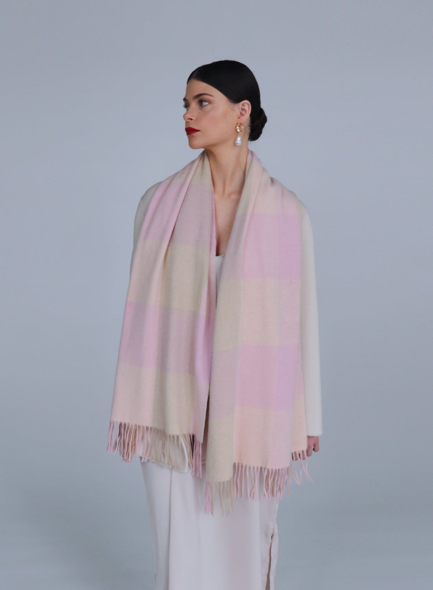 Beyza Cashmere Wool Blend Shawl - Rose