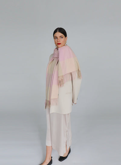 Beyza Cashmere Wool Blend Shawl - Rose