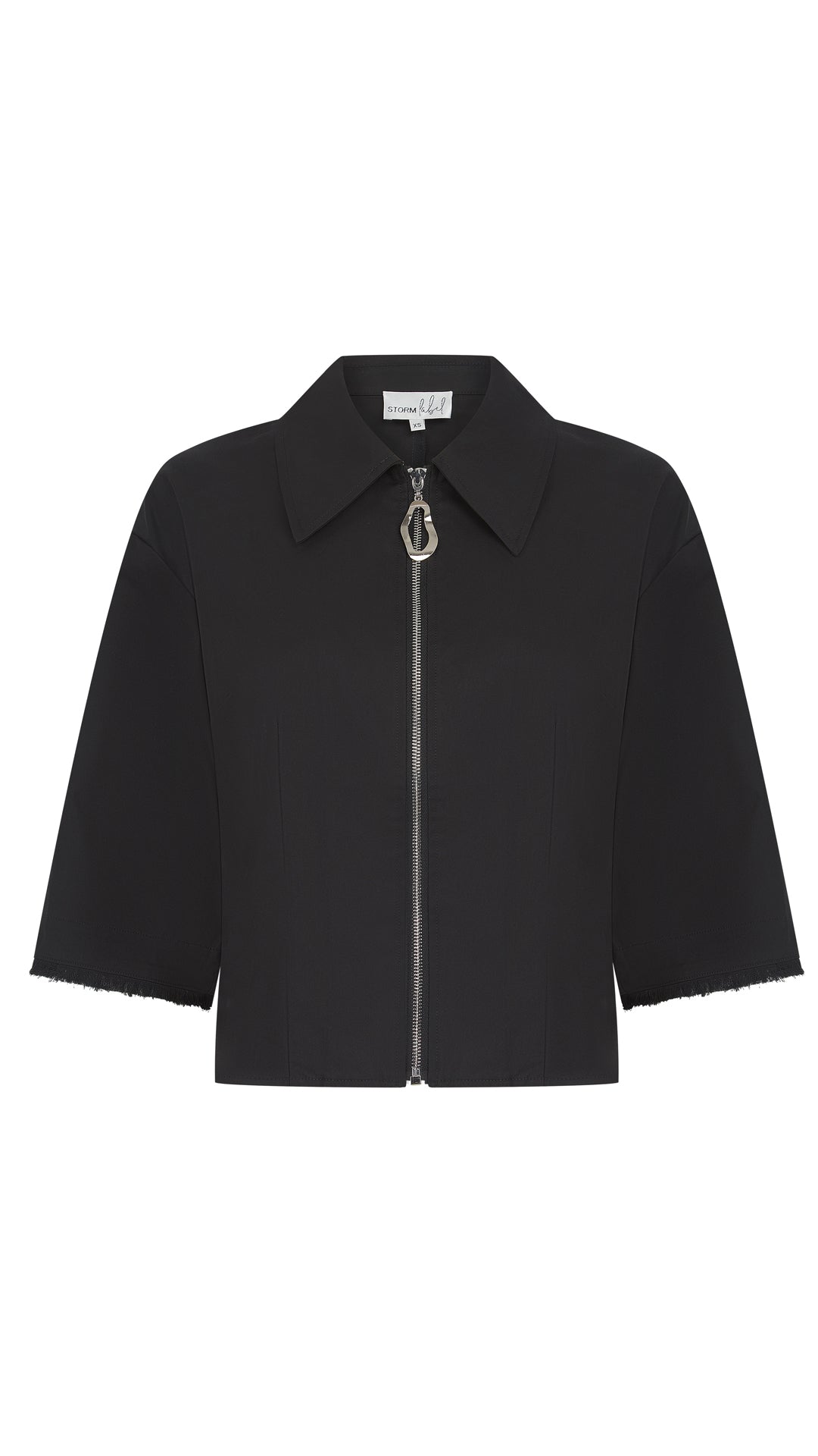 Black Utility Silver Zipper Shirt